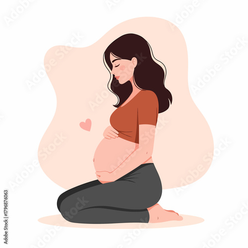 Beautiful Pregnant Woman Embracing Her Belly. Expectant Mother and Maternal Love.