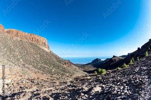 Hiking in deserted landscapes of Teide National Park, Tenerife, Canary Islands