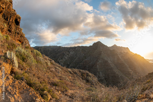 Hiking in Anaga Mountains at sunset, Tenerife, Canary Islands