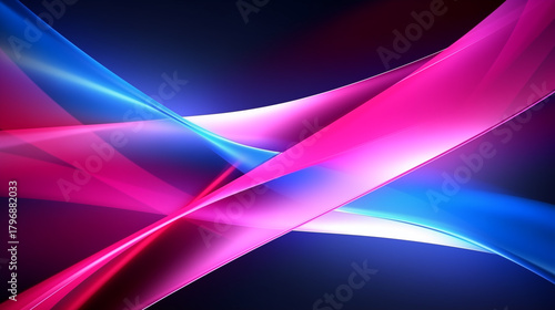 Abstract Blue and Pink Light Waves on Dark Background. Dynamic flowing lines, modern design, digital art, futuristic concept.