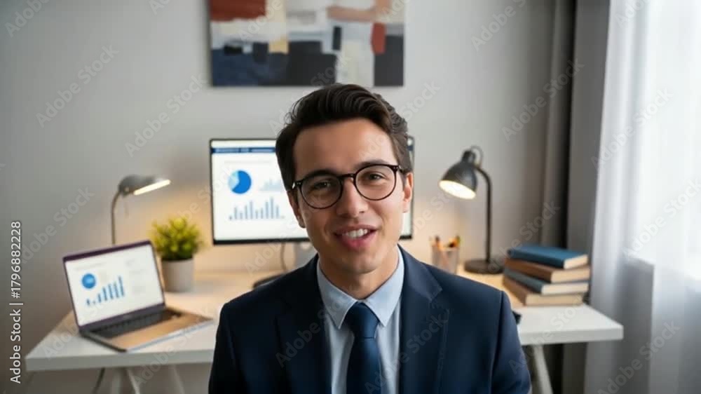 custom made wallpaper toronto digitalYoung professional man smiles confidently during a business video conference call