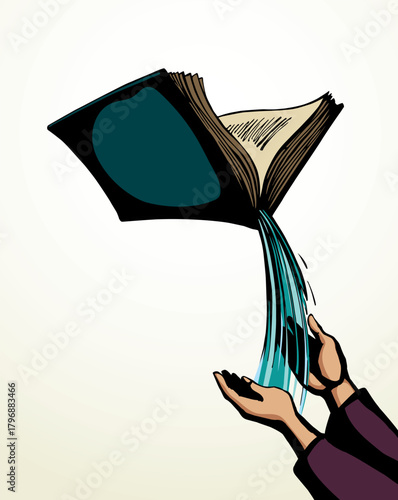 Vector drawing. Water from book