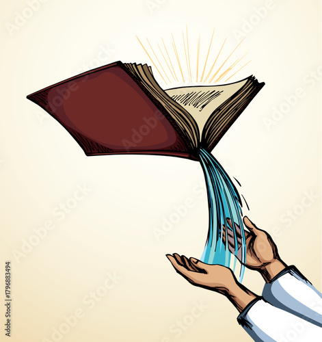 Vector drawing. Water from book