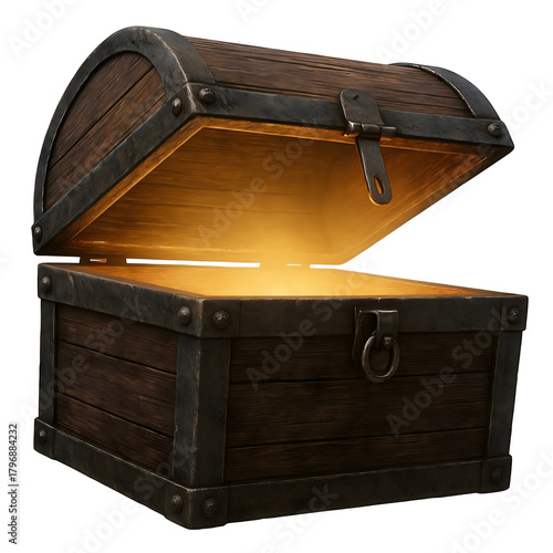 Glowing Treasure Chest Isolated on White Background
