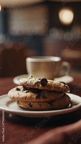 American chocolate chip cookies at a cafe
