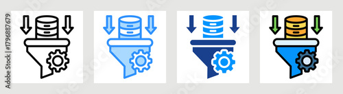 Data Filter Icon Collection Set Multiple Style