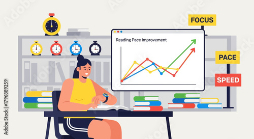 Visual Representation of Reading Pace Improvement with Tracking and Timing Elements