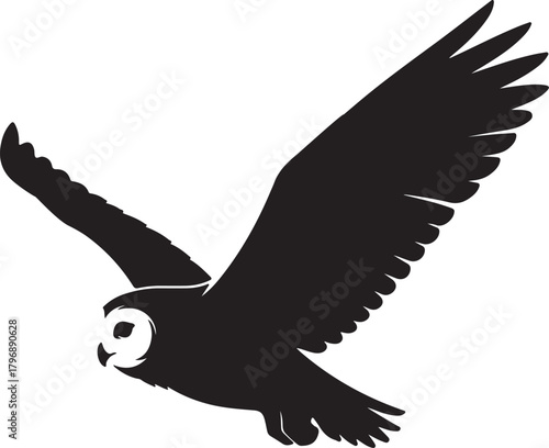Flying Owl Silhouette Vector – Elegant Nocturnal Bird Illustration Symbol of Wisdom and Freedom
