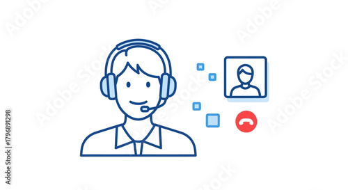 Virtual consultation with customer service representative offering remote support and video