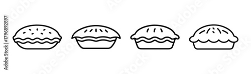Four simple line art pies a sweet baked goods assortment for dessert lovers