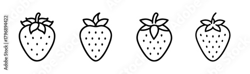 Strawberry Delight: A quartet of strawberries, each meticulously crafted in a linear outline style, forming a simple yet elegant fruit composition.