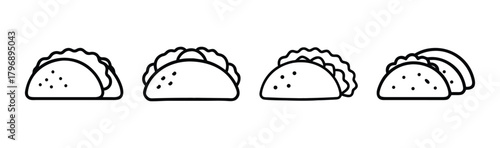 Simple line art tacos delicious food icons representing mexican cuisine