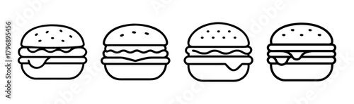 Four simple line art style cheeseburger icons for your next project