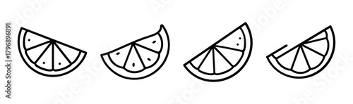 Simple line art lemon slices pattern fresh citrus fruit graphic decorative element