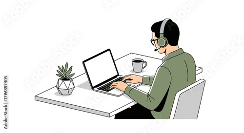 Distant collaboration through video conferencing enabling remote work with modern communication