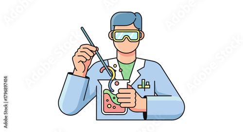 Scientist conducting laboratory experiments with colorful liquids for research studies