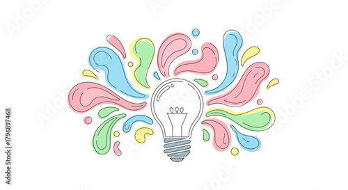 Conceptual artwork with light bulb symbolizing imagination and creative innovation on white backdrop