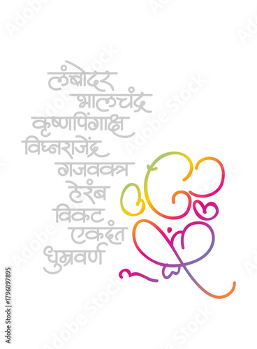 Lord ganesha vector with ganesha names 