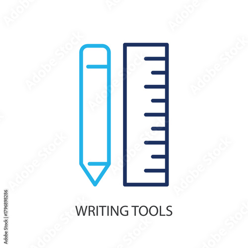 Writing tools thin line icons. Original vector illustration.