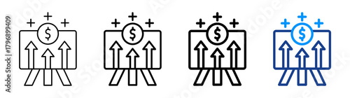 Profit Projection Icon Different Style Outline Collection Set