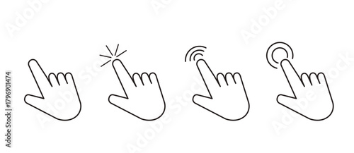 Cursor arrow pointer, click here mouse load symbol. Pointer cursor and loading icon. Cursors icons click set. Touch screen symbol, pointer sign and symbol.