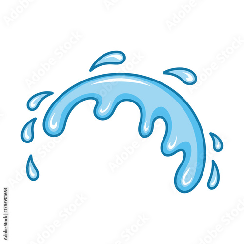 Water splash blue water drop vector illustration liquid motion curve shape clean aqua element for design freshness concept
