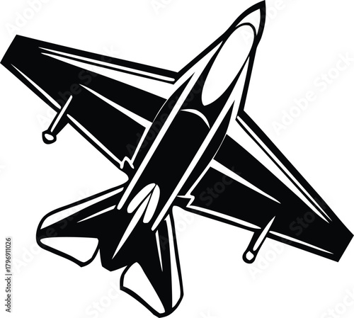 Fighter Jet Aircraft Silhouette Vector Illustration Military Jet Plane Aviation Background High-Speed Fighter Jet Graphic Design Aerospace F-16 Fighter Jet Vector Air Force Jet Plane Silhouette for Re