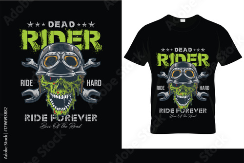 Dead Rider Skull Biker T-Shirt Design with Helmet and Wrenches