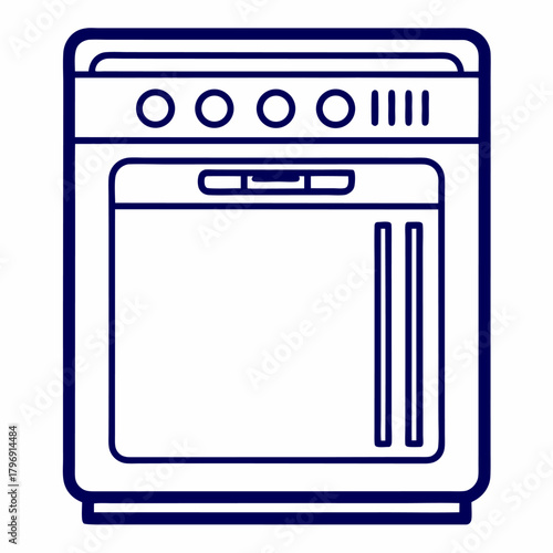 Vector illustration of a dish washer machine on white background. Dishwasher vector, dish washing machine, dish cleaner, automatic dish washer, dishwashing appliance, dish cleaning machine. 