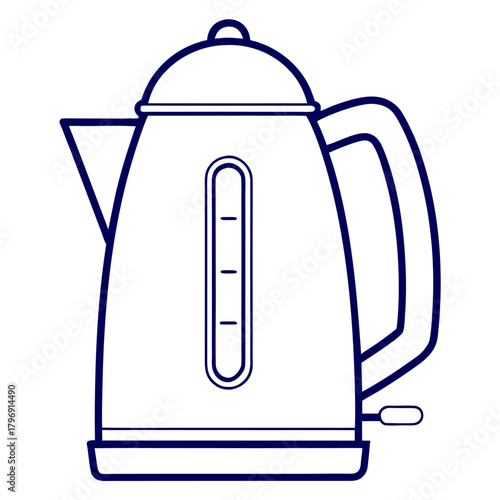 Vector illustration of a electric kettle on white background. Kitchen Kettle Icon. Kitchen Appliance Symbol, Boiling and Hot Water Preparation Design