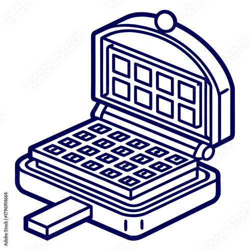 Vector illustration of a wafer maker on white background. Waffle maker icon. Simple waffle maker vector icon for web design isolated on white background. Belgian waffle maker icon isometric vector.
