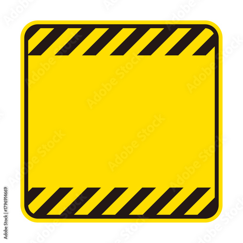 注意喚起や危険表示に使える警告看板フレーム　警告サイン背景テンプレート　黄・黒のストライプ模様　ベクターイラスト