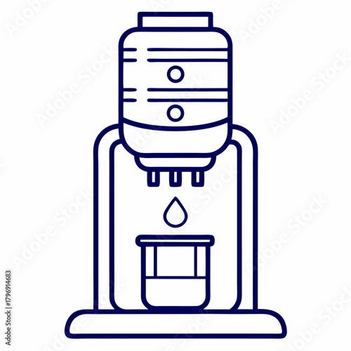 Vector illustration of a water purifier on white background. eco water purifier. Simple water purifier dispensing clean water, perfect for a modern kitchen