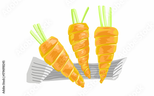 a pattern of different types of Savory bread croissants like carrot