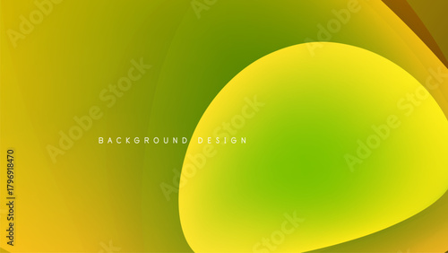 Abstract gradients blend yellow, green hues. Smooth shapes overlap black space creating dynamic visual effect. Modern design element.