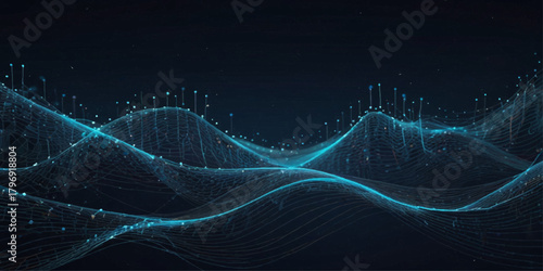 Abstract Network Connection Visualizing Digital Connectivity. A dynamic and visually captivating abstract image showcases a complex network of interconnected points and lines.	