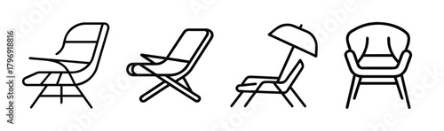 Modern patio chair icon vector graphic elegant outdoor furniture illustration
