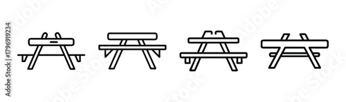 Simple vector illustration of a wooden picnic table great for outdoor gatherings and park scenes