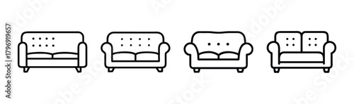 Modern reclining sofa vector illustration for interior design and furniture graphics