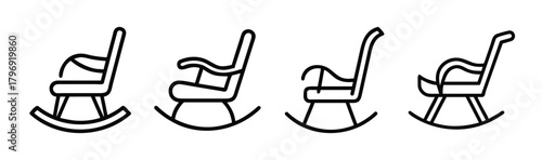 Classic wooden rocking chair silhouette vector illustration comfort furniture design element