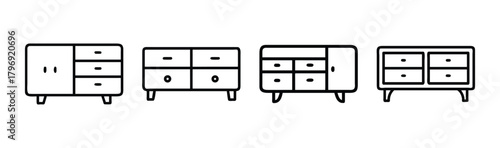 Modern vector sideboard illustration clean flat icon graphic design elements