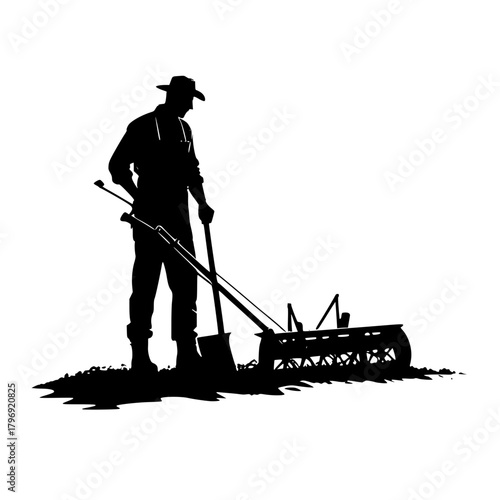 silhouette of a farmer