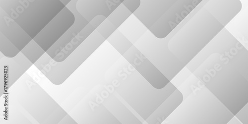 Abstract white and gray background design with layers of textured white transparent material in triangle and squares shapes. White color technology concept geometric line vector background.	