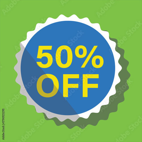 Fifty percent off discount label for sales and promotion design