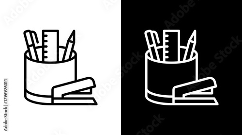 Office Supplies  White Icon Set Design