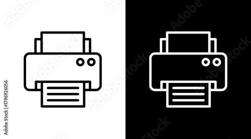 Office Printer  White Icon Set Design