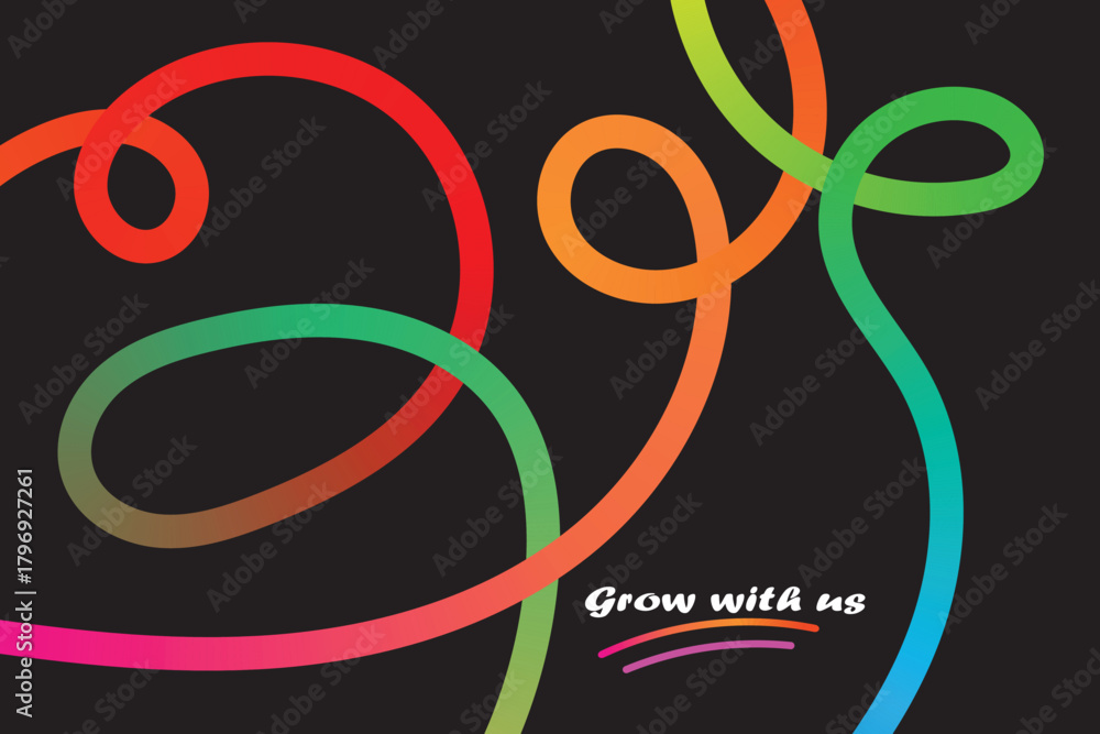 Obraz premium Fluid colorful lines form an abstract, growth-oriented design.