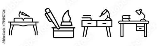 Modern writing desk with drawers vector illustration design concept scalable graphic