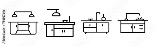 Modern kitchen island vector illustration clean scalable design for interior projects