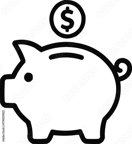 Piggy Bank Outline Icon Savings and Financial Planning Symbol